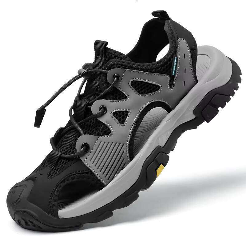 Outdoor Summer Casual Leather Beach Shoes Elastic Buckle Dry and Wet Non-slip Anti-collision Men's Sandals