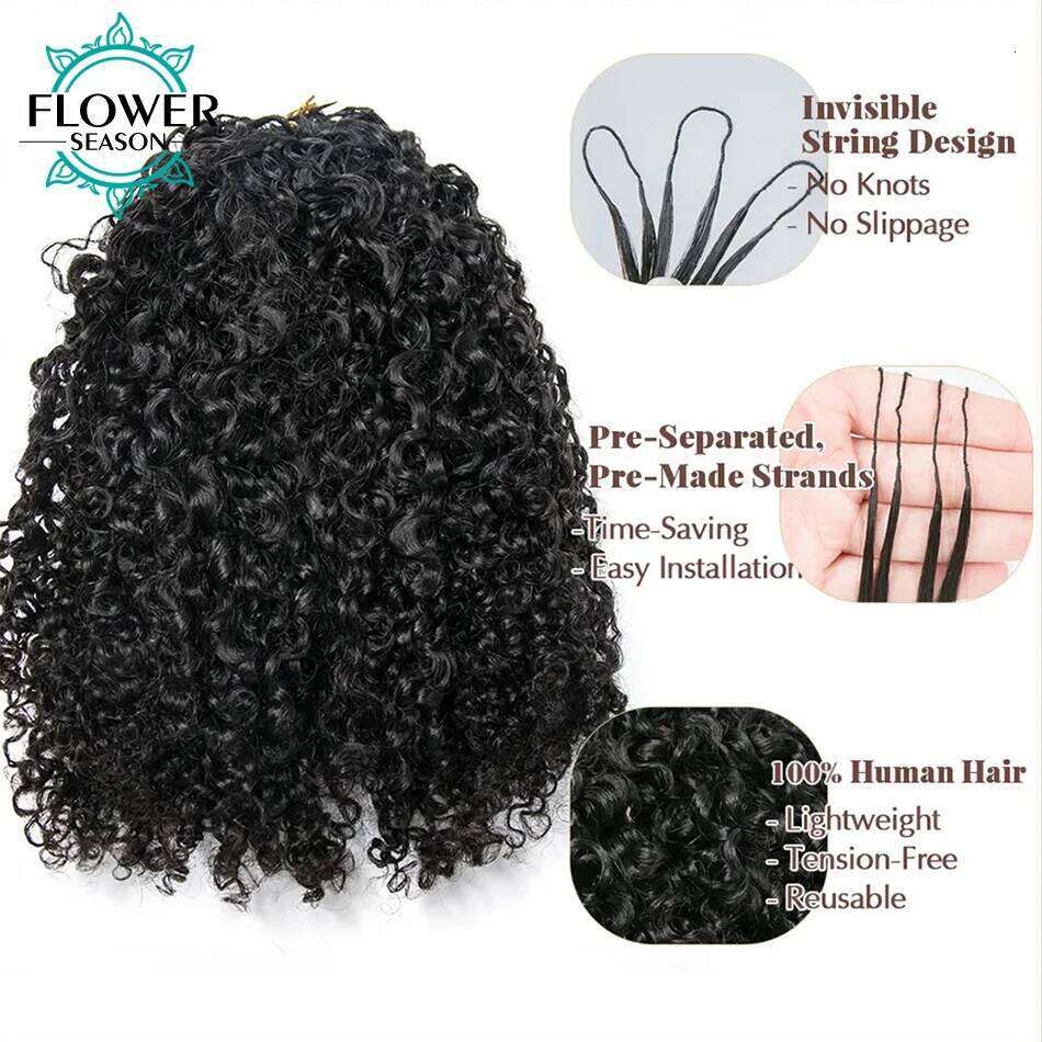 Human Multi-Textured Kinky Curly Pre-Separated Crochet Hair Extensions Knotless Micro Twists For Women
