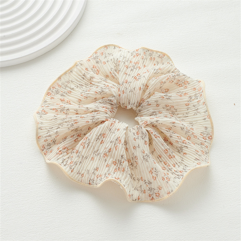 Elegant large intestinal circles advanced sense of broken flowers ruffled hair band tie ponytail headband leather band head flower hair accessories