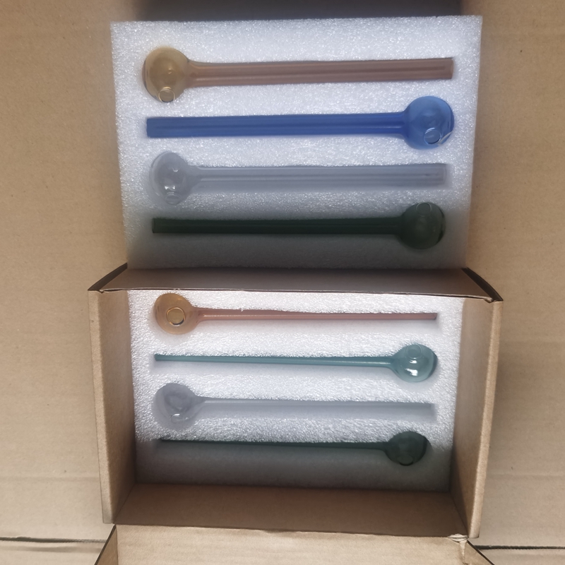 8pcs/box 15cm Smoking Pipes Colorful Pyrex Glass Oil Burner Pipe glass tube tobcco herb 25mm 30mm ball diameter