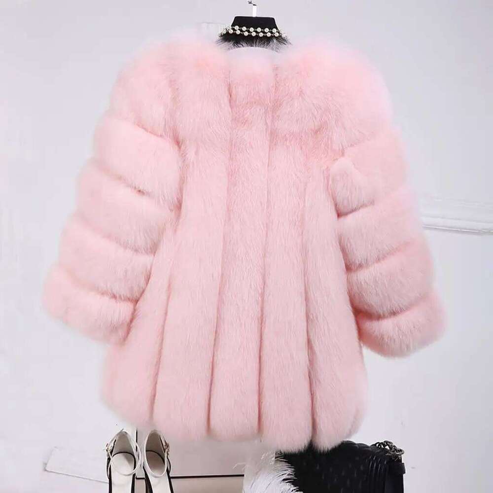Mink Coats Women 2022 Winter Top Fashion Pink Faux Coat Elegant Thick Warm Outerwear Fake Fur Jacket Chaquetas Mujer