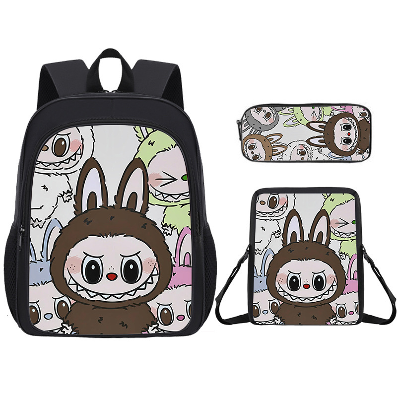 New Labubu Cartoon for Students, Cute Children's Double Shoulder Bag, Large Capacity Backpack