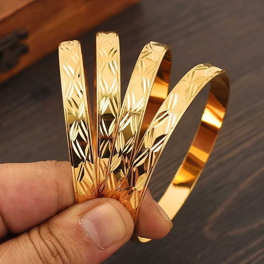 24k 65MM Dubai Wedding Bangles For Women Ethiopian Jewelry Gold Color Indian Bangles Women BirtHDay Jewelry Gifts Z250616