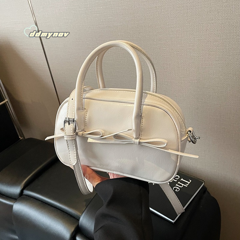 High-End Bowknot Handheld Bowling Ball for Women 2025 Spring New Fashion Commuter Versatile Crossbody Bag Trend ddmynov ddmynov ddmynov ddmynov