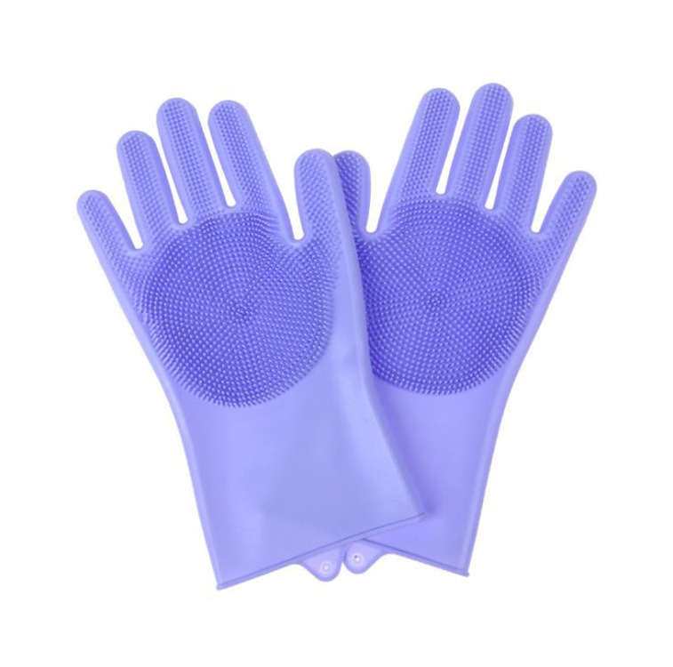 Silicone Pet Grooming & Dishwashing Gloves with Scrubbers - Multi-purpose Heat Resistant Cleaning Gloves for Dogs, Cats, and Kitchen