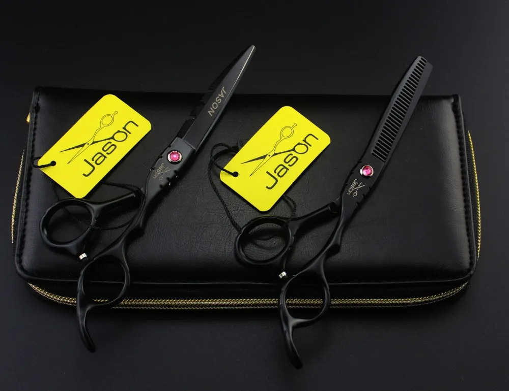 Hairdressing Scissors 6 Jason Black Japan 440C Barber Shop Hair Cutting Scissors Thinning Shears Hair Scissors 321# 250611