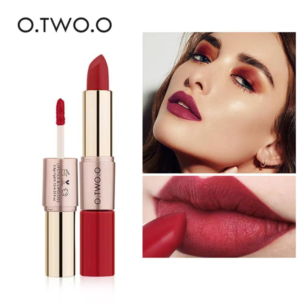 O.TWO.O 12 Colors Makeup Lipstick Gloss Sexy Red Lip Stick Waterproof Moisture Lips Cosmetics Matte Lipsticks happy