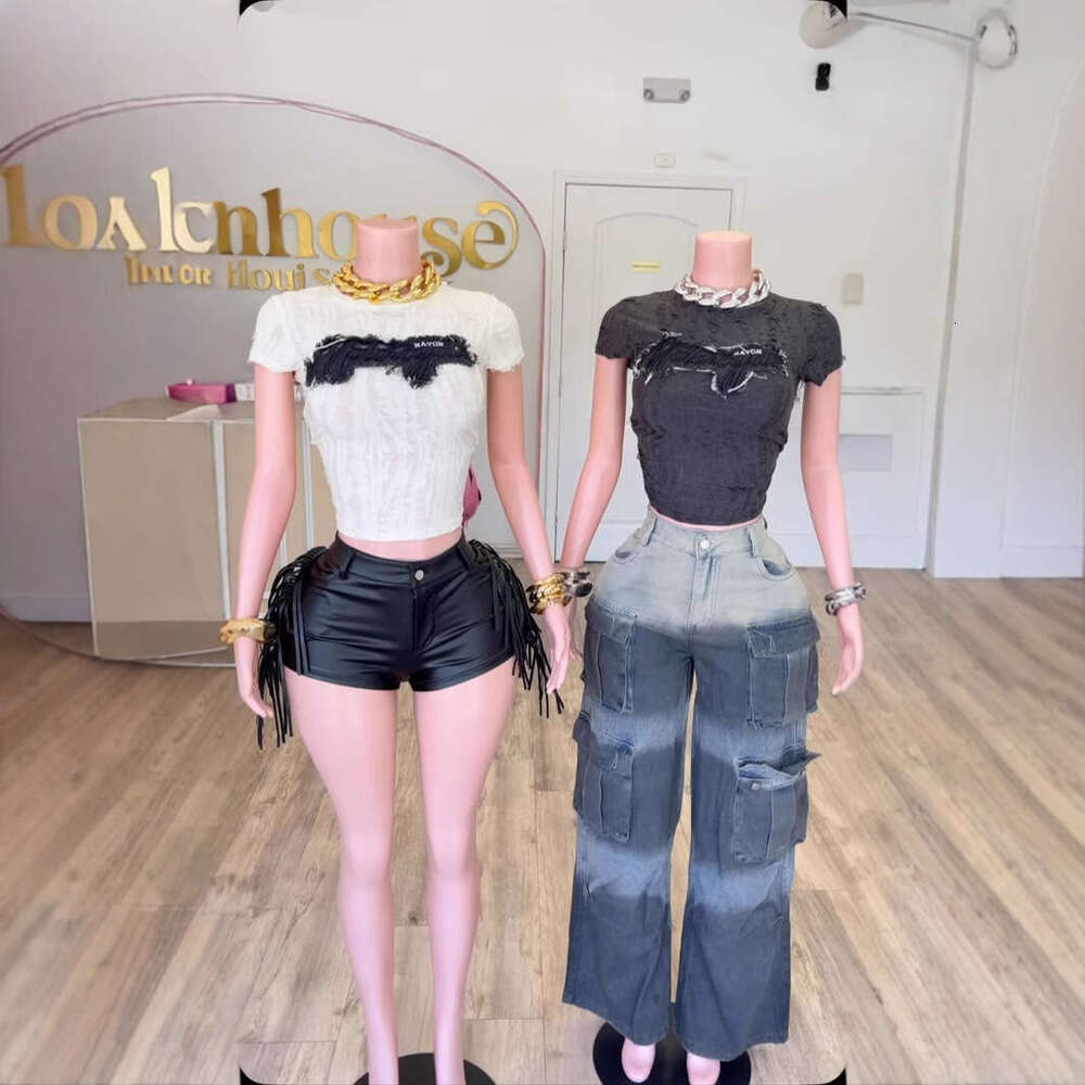 Summer New Fashion Street Color Block Print Slim Fit Sexy Women's Short Sleeve T-Shirt B5