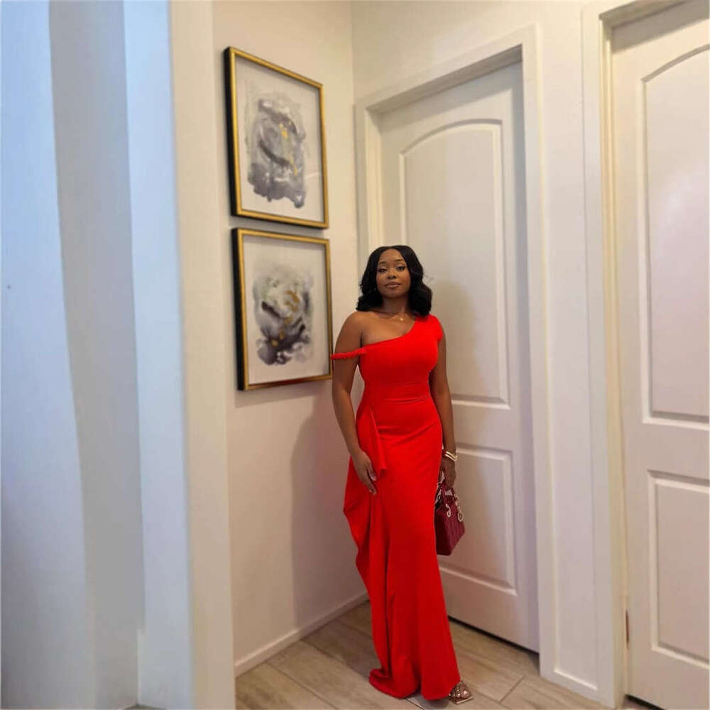 New Fashion Slim Fit Elegant Sexy Off-Shoulder Solid Color Asymmetrical Long Dress For Women B5