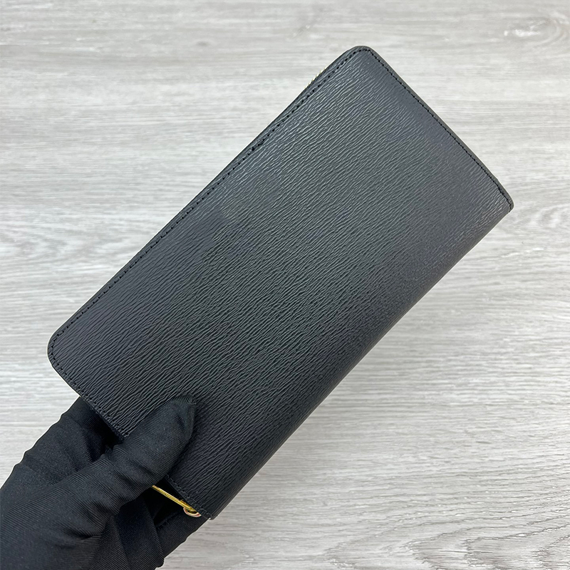 luxury Women Business style leather Card Holder Womens Leather Credit Card Holders Long zipper Cover Wallet Black Purse Men Coin Pouch Gift With Box