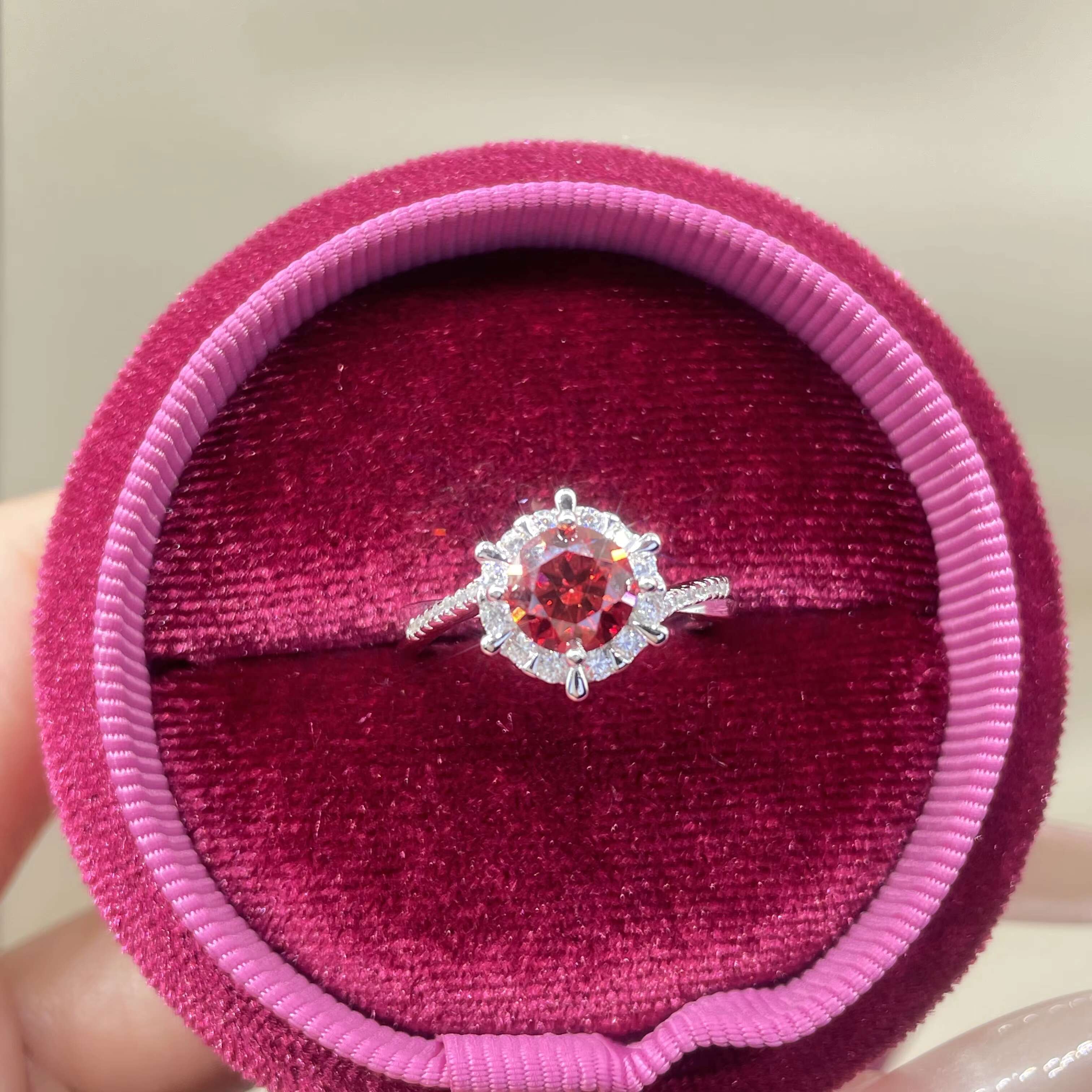 Luxury Black Pink Moissanite Diamond Wedding Rings for Women VVS 1 Carats D Color Snowflake Shape 925 Silver for Engagement