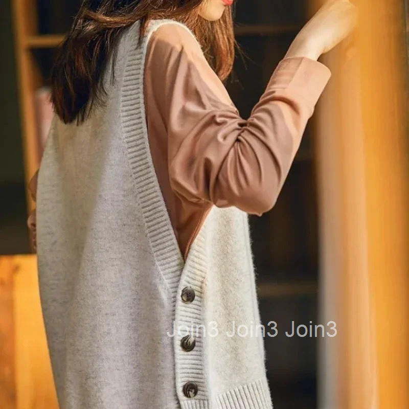 Solid Knit Vests for Women Fashion Waistcoat Korean Style Clothing Lady Sweaters Formal New In Autumn Winter Classic Knitwear