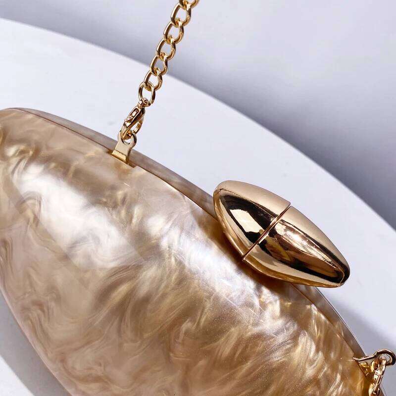 Women's Bags Designer Eggshell Type Acrylic Evening Bag For Women Designer Handbag Purse New In Mica Texture Sequined Chain Strap Shoulder