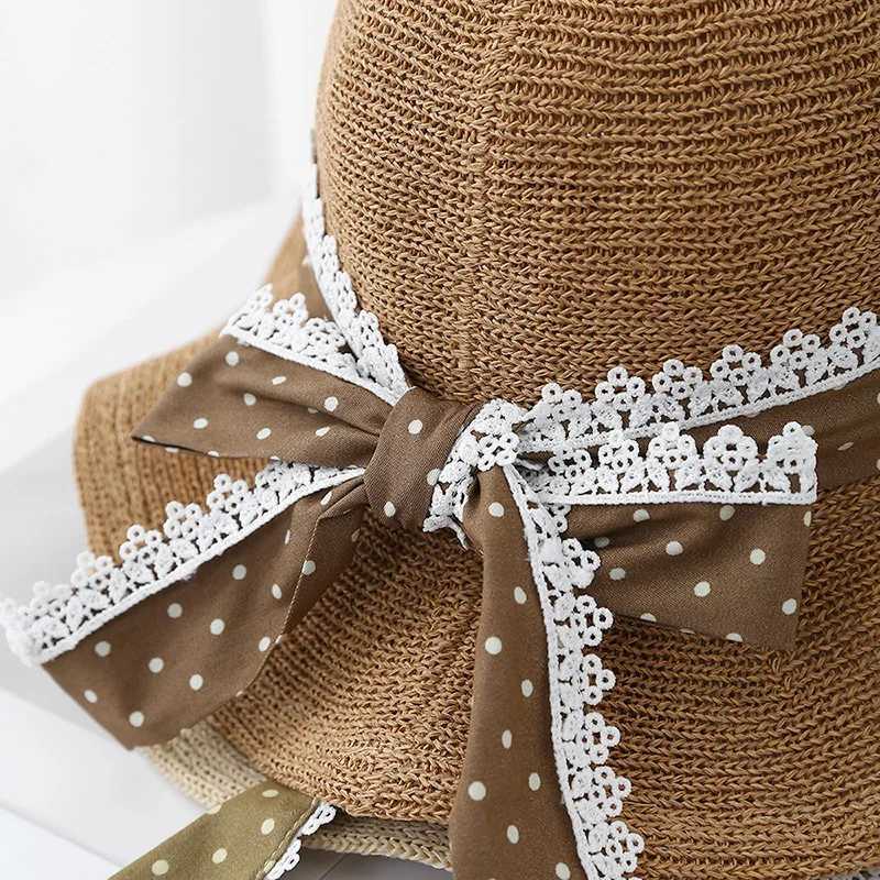 Dot Bow Womens Summer Bucket Hat Wide Brim Beach Sun Hat Elegant Fisherman Style For Outdoor Travel Fashion Accessories M250616