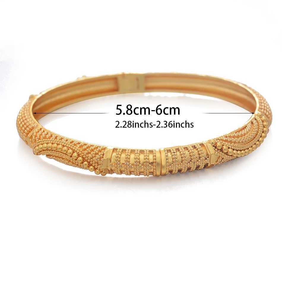 24K Bangles Dubai Gold Color Wedding Bangles For Women Men Saudi Arab Bangles Jewelry Z250616