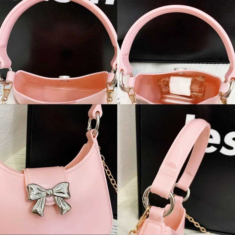 Versatile Mini Handheld Jelly Bag Bow Decoration Candy Color Crossbody Bag New Fashion Handbag with Chain Women Girls Moon BagXJ2520616