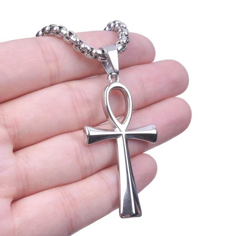 4mm Width Stainless Steel Jewelry Chain Necklaces For Women Men Accessories Ankh Cross Pendant Charm Necklace Statement Fashion W250616