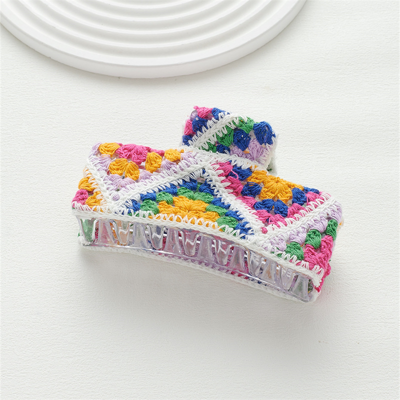 New holiday style knitted hair grip flowers hollow women's small fresh grasp clip hair accessories