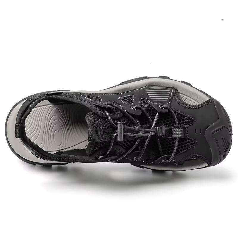 Outdoor Summer Casual Leather Beach Shoes Elastic Buckle Dry and Wet Non-slip Anti-collision Men's Sandals