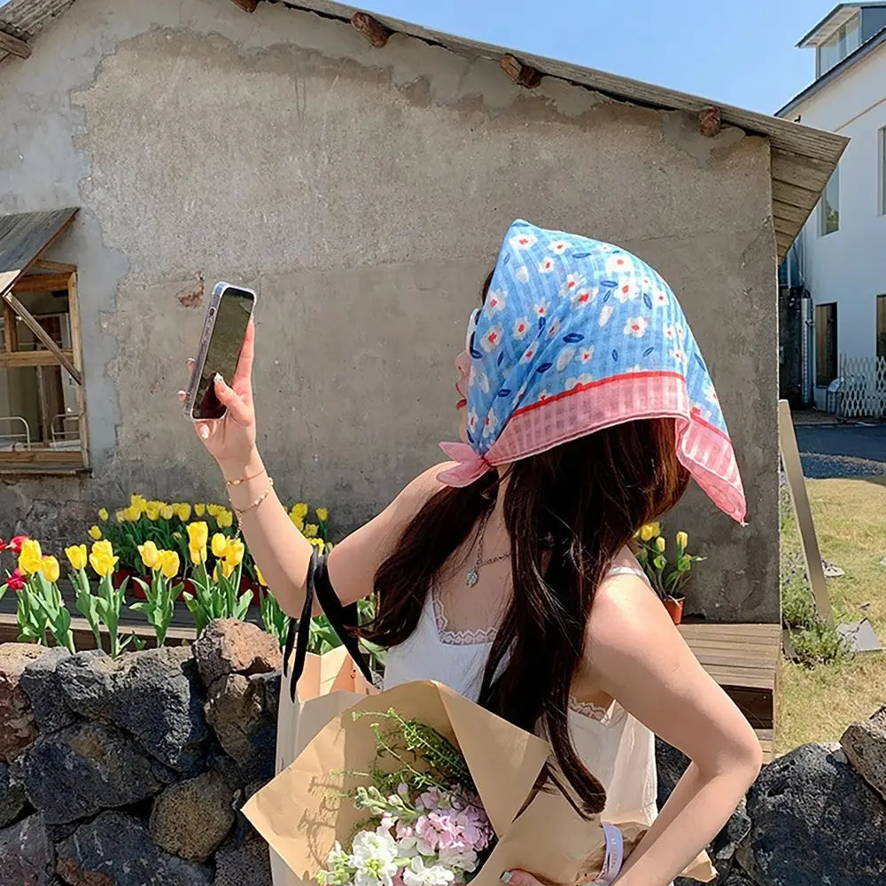 Flower Printed Headscarf Gentle INS Style Sun Protection Headband Towel French Pastoral Style Headband Women 250610