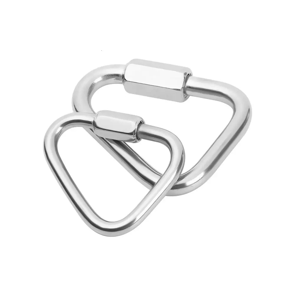 Stainless Steel Triangle Carabiner Outdoor Camping Hiking Keychain Snap Clip Hook Kettle Buckle Chain Screw Lock 250611