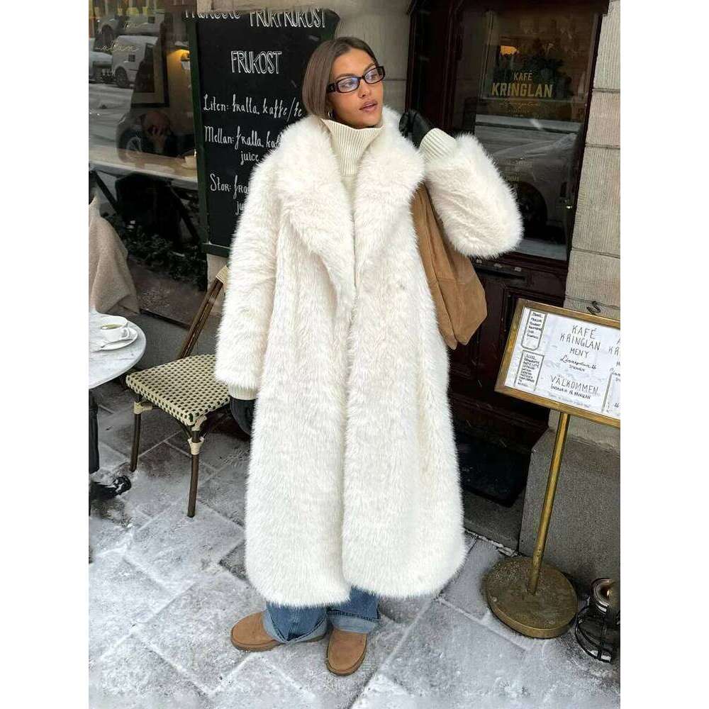 Tossy Winter Fur Feather Loose Overcoat Women's Fashion Pocket Commute Streetwear Jacket Ladies Patchwork Coat 2025