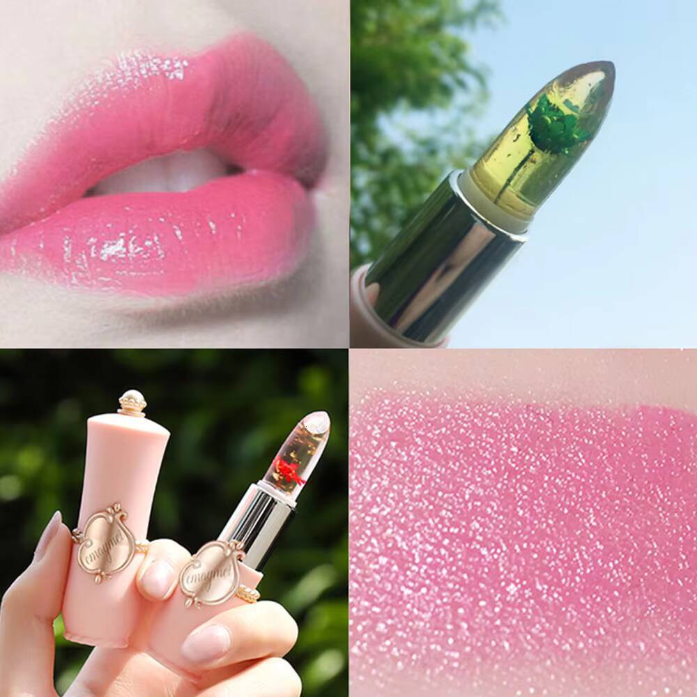 Beauty Jelly Dried Color Transparent Flower Temperature Changing Non-Stick Cup Lipstick happy