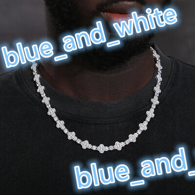 Unisex 925 Silver Tennis Chain 10mm Cross VVS1 Moissanite Fine Jewelry Necklace for Women