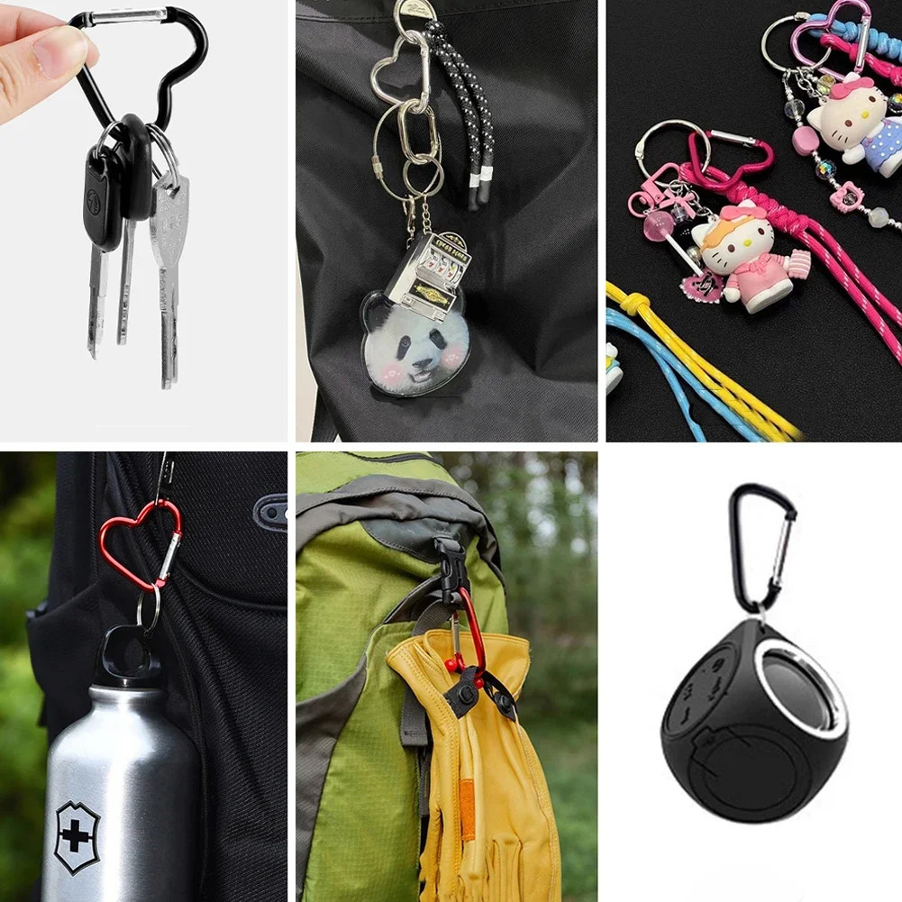 10PcsSet Outdoor Carabiner Heart Shape Keychain Clip Aluminum Alloy Rings Climbing Clips Spring Snap Hook Durable 250611