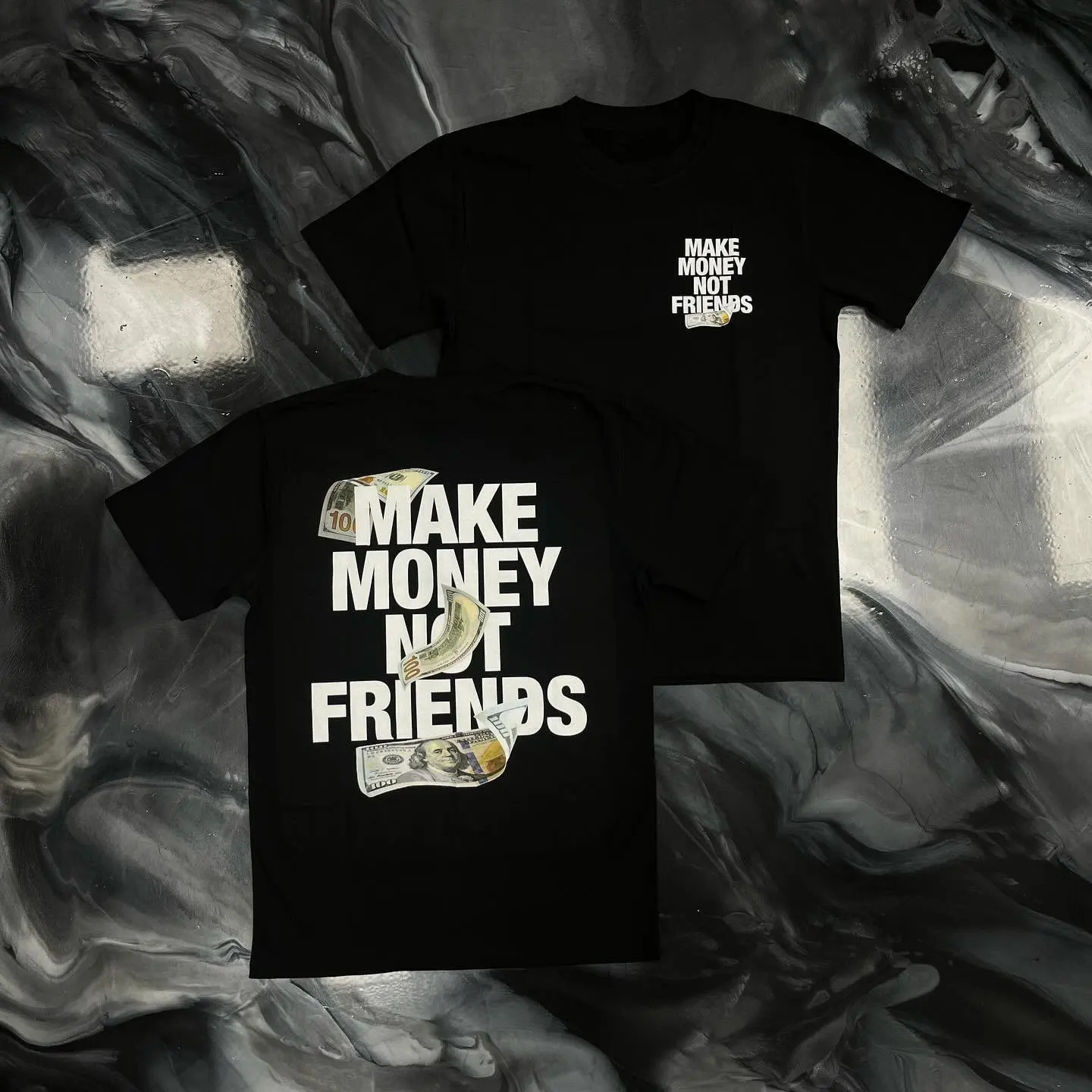 Make Money Not Friends Pattern Cotton TShirt High Quality Mens and Womens Same Style oversized t shirt 250613