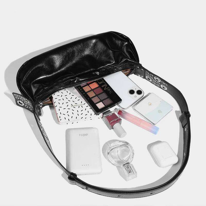 Women's Bags Designer Custom Initials Crescent Bags For Women Designer Handbag Purses New In PU Oil Wax Rivet Wide Strap Underarm Shoulder