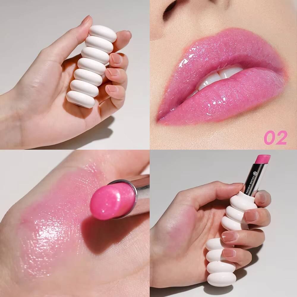 Spiral Moisturizing Colored Balm Shimmer Pink Temperature Change Glossy Lipstick Base Transparent Anti-dryness Lip Care happy