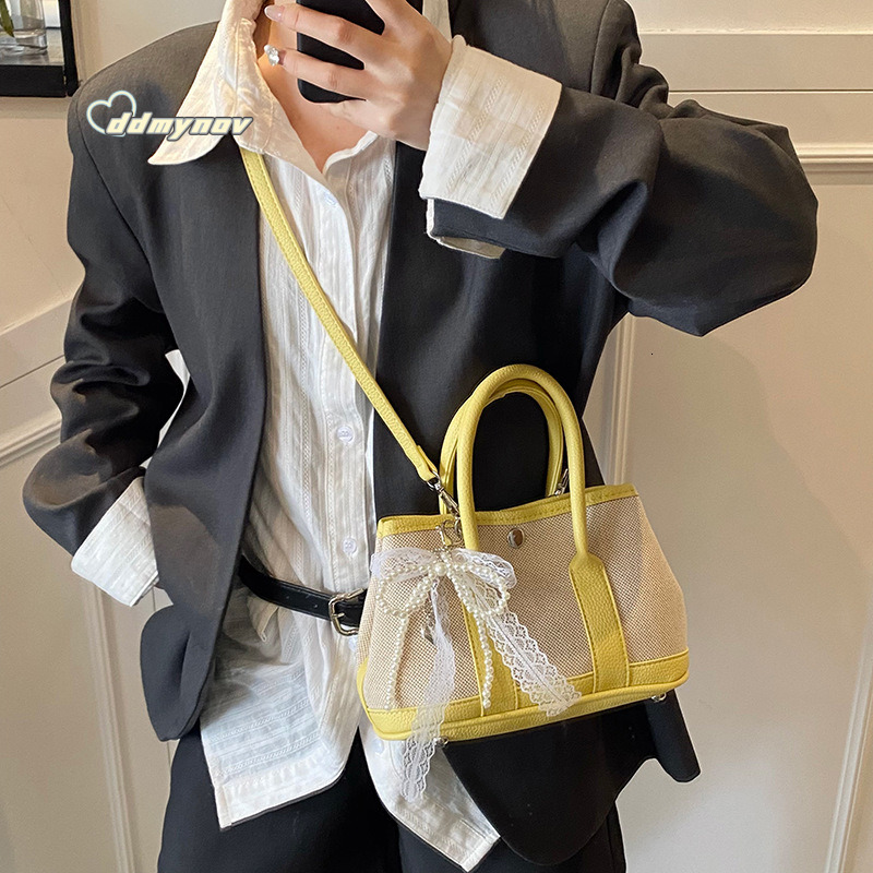 Casual Color Block Stitching Handbag Garden for Women 2025 Spring New Trendy Fashion Versatile Commuter Crossbody Bag ddmynov