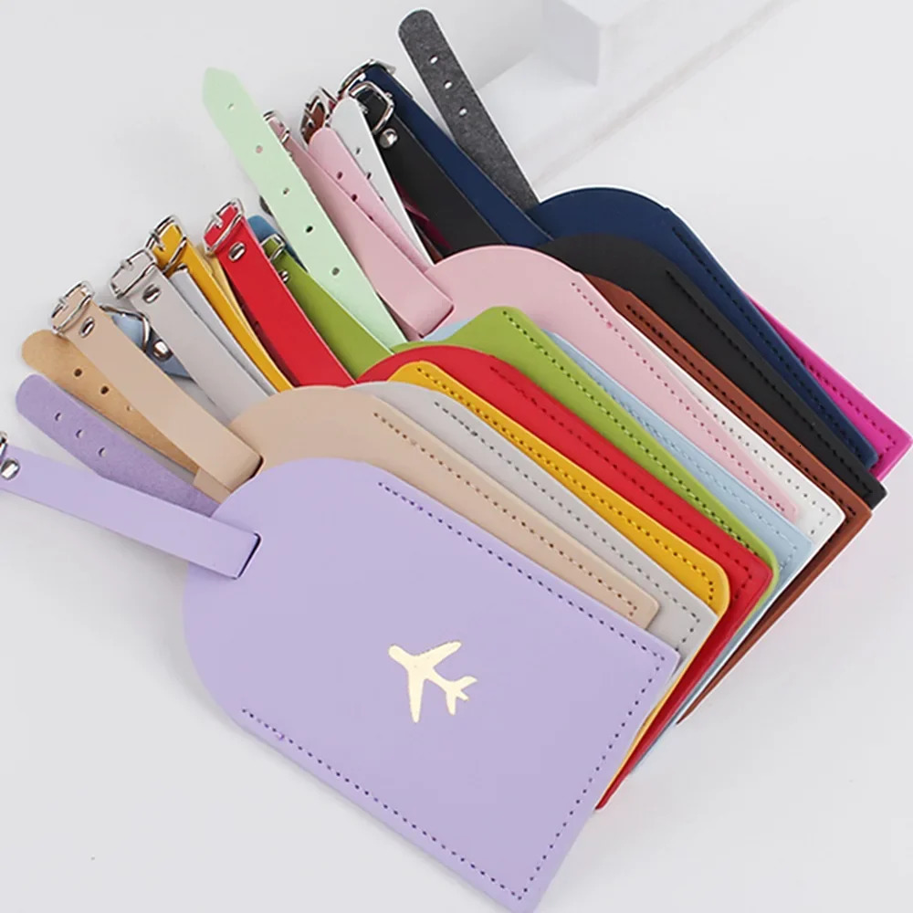 Luggage Tag Suitcase Label PU Leather Baggage Boarding Bag Portable Travel Accessories Name ID Address Holder 250615