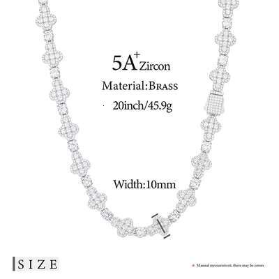 Unisex 925 Silver Tennis Chain 10mm Cross VVS1 Moissanite Fine Jewelry Necklace for Women