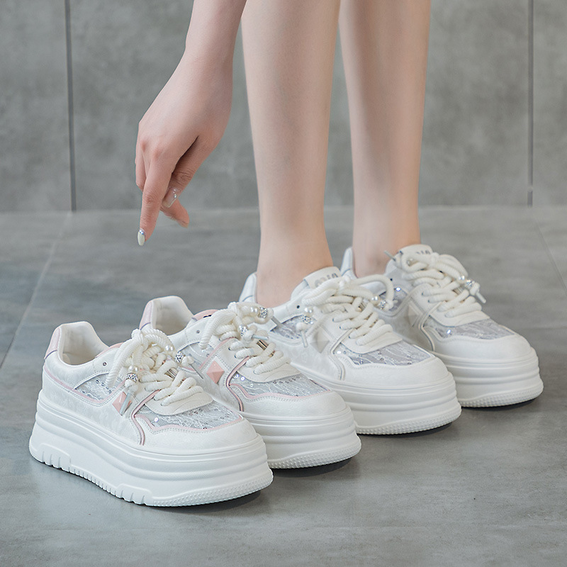 2025 new Women Chunky Platform Fashion Autumn Breathable Comfort tennis Feminino Sport Shoes White women Sneakers pink