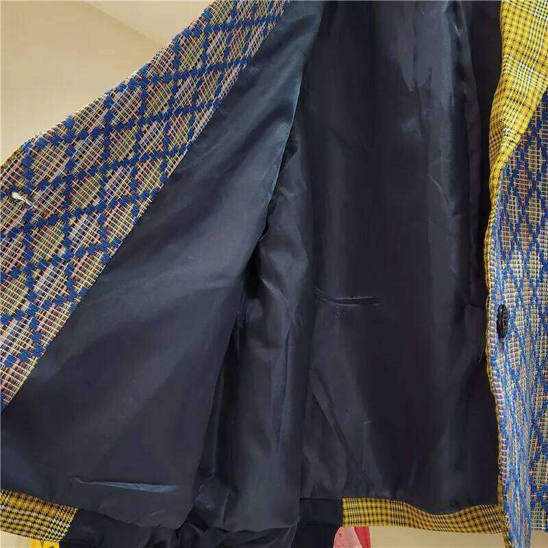 WTHT Trendy Women's Control Color Design Loose Fake Two-piece Blazer 2024 Autumn Fashion Lapel Long Sleeves Jacket Female 1LS243