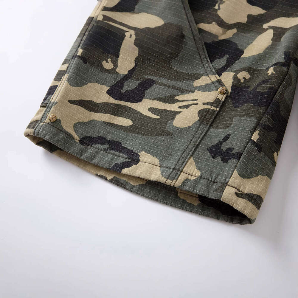 25FW Hip-Hop Streetwear Classic Cargo Pants Yellow Turquoise Camouflage Shorts Outdoor Men's Casual