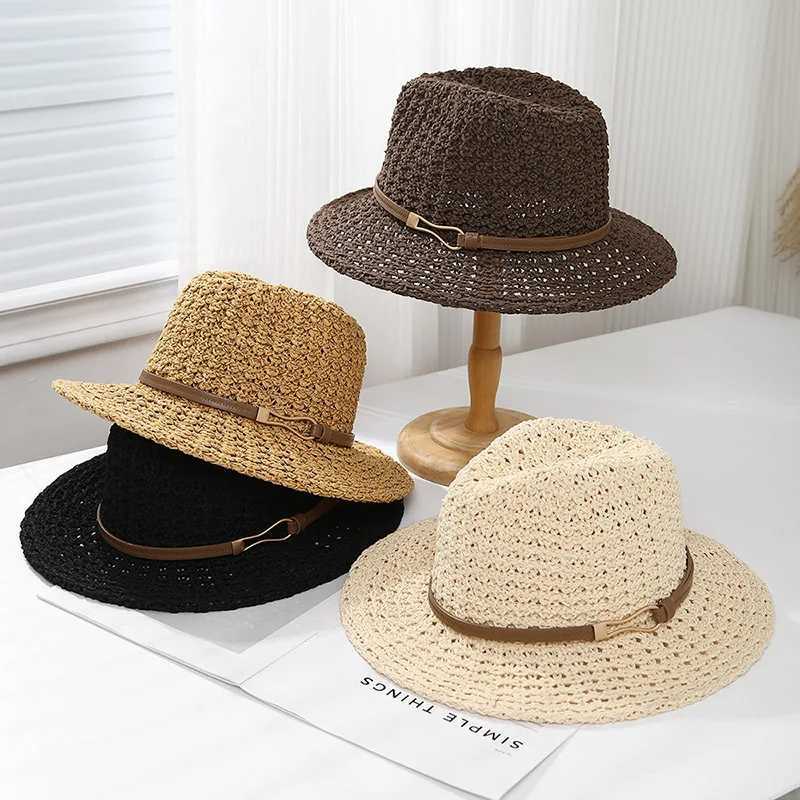 Minimalist fashion spring and summer hollow-out breathable jazz hat for outdoor trips sunshade and UV protection making face a M250616