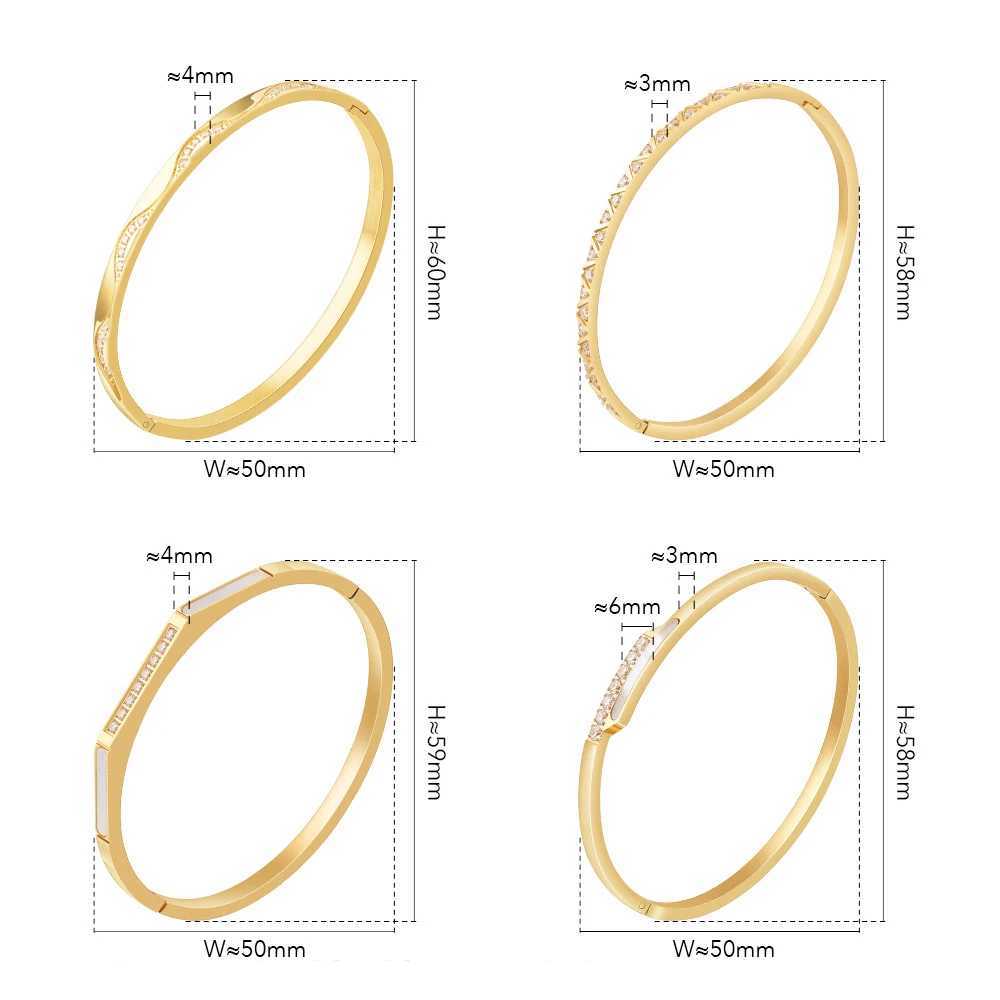 FYSARA Luxury Stainless Steel Crystal Minimalist One Row Zirconia Thin Bangles for Women Jewelry Wholesale Customize Z250616