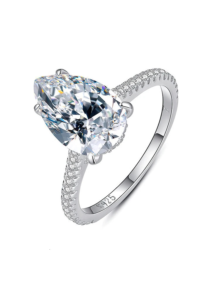 925 Sterling Silver Simple Classic WaterDrop 4- Zircon Ring For Women Engagement Wedding High Quality Fine Jewelry 250610