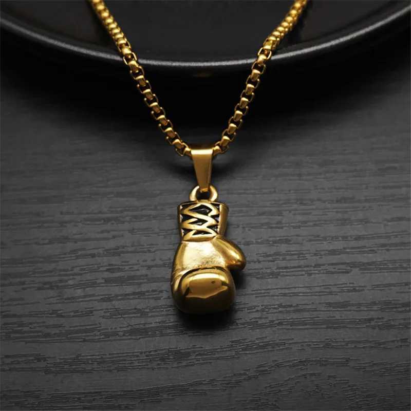 Boxing Gs Boxer Men Necklaces Pendants Chain Punk Tren for Boyfriend Stainless Steel Jewelry Creativity Gift Wholesale W250616