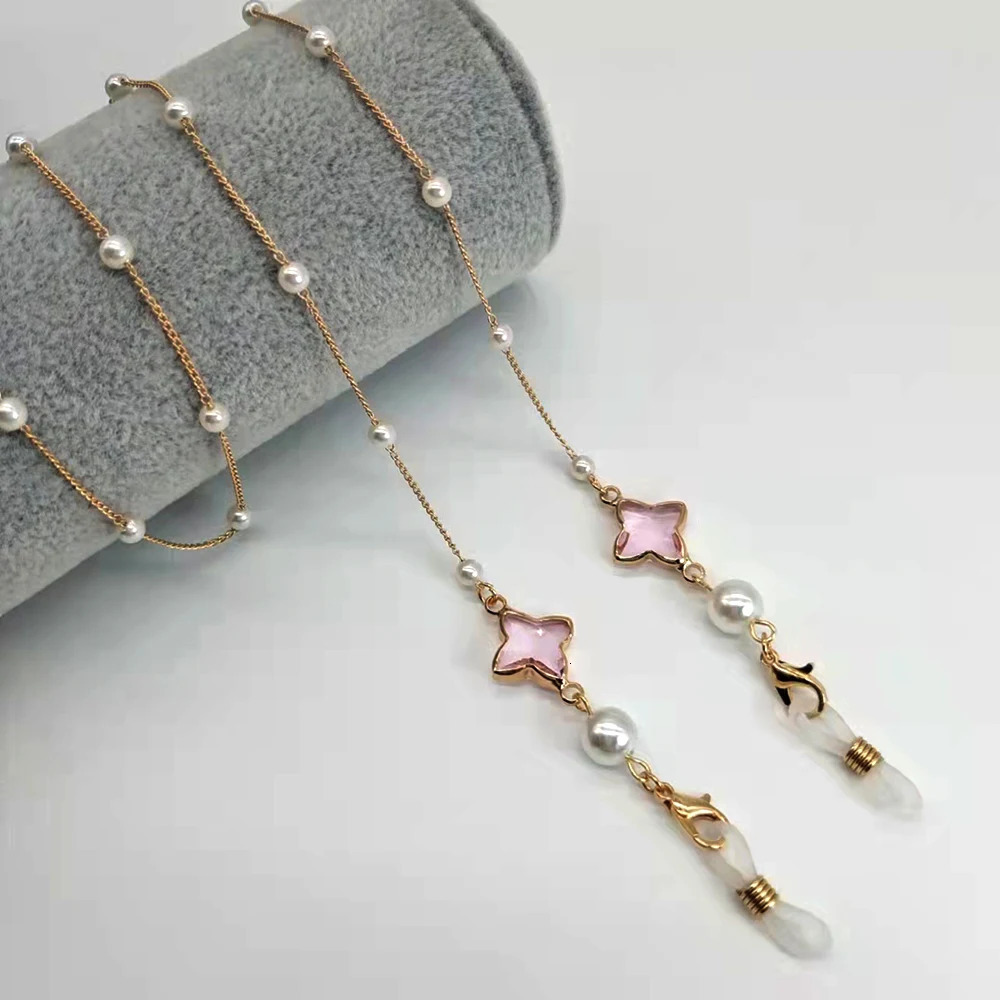 Women Eyeglass Chain Plastic Bead Heart Color Crystal Charm Eyewear Retainer Reading Glasses Holder Strap Mask Hanging Rope 250612