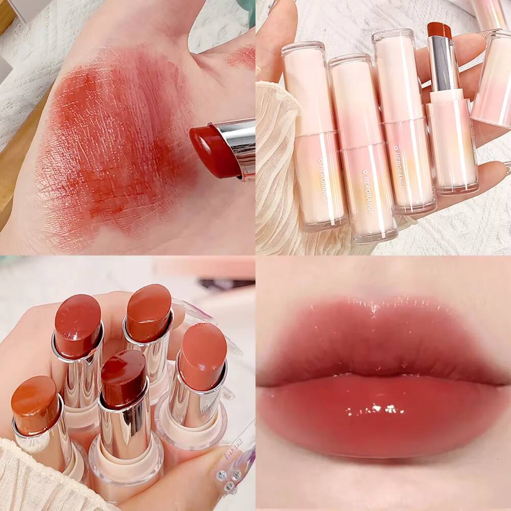 8 Colors Jelly Lip Glaze Mirror Water Long Lasting Moisturising Lipstick Pen Waterproof Non-stick Cup Korean Cosmetics happy