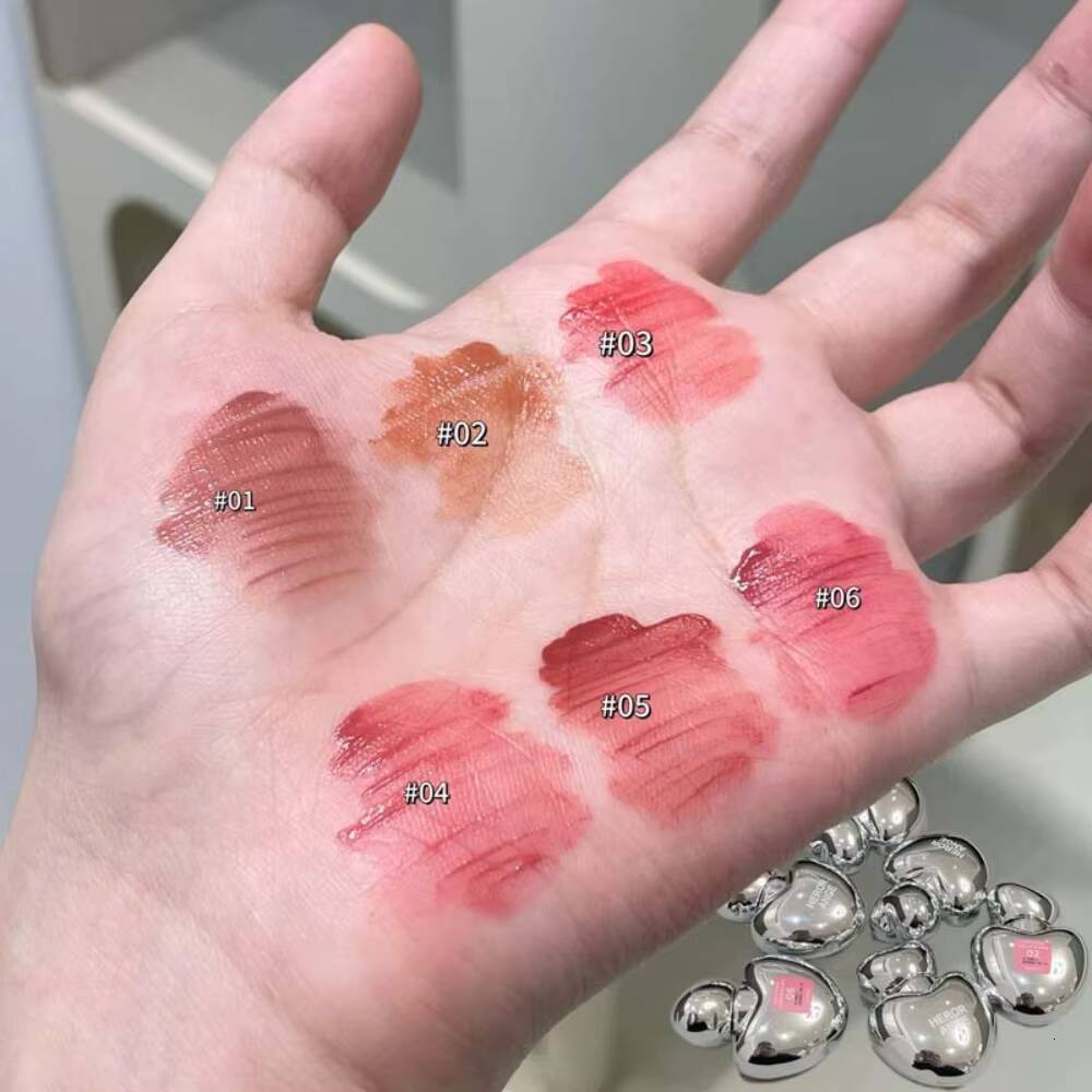 Peach Heart Silky Matte Lipgloss&Blush Low-saturation Gray Pink Liquid Lipstick Waterproof Non-Stick Cup No Fade Lip Tint Makeup happy