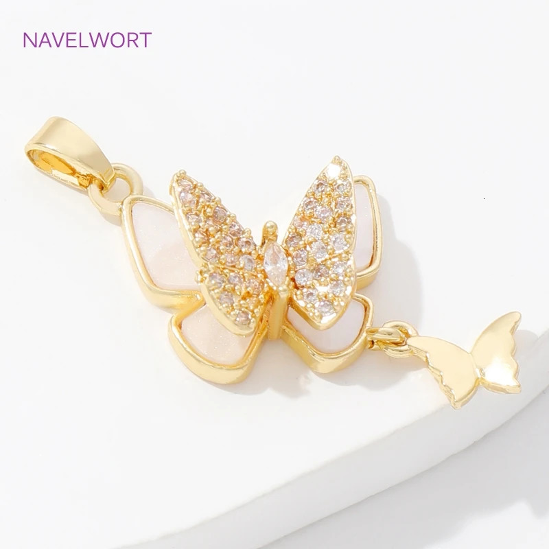 Trendy Inlaid Zircon Butterfly Pendants 18K Gold Plated Brass Butterfly Charms Pendants For DIY Necklace Making Accessories 250609