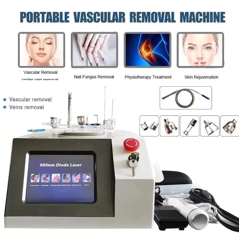 New Semiconductor Laser 6-In-1 980nm Laser For Removing Fat, Spider Nevi, Vascular Cleaning, Nail Fungus Beauty Machine