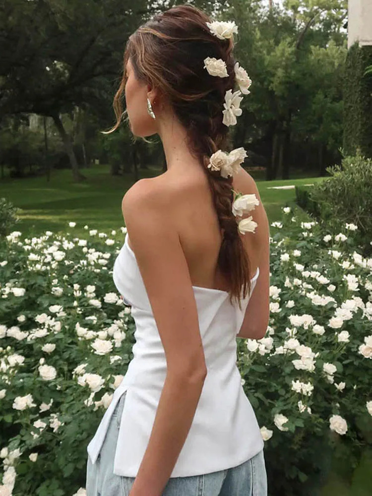 Solid Tube Tops For Women Strapless Bra Turndown Slash Neck Lenceria Femenina Backless Bralette Femme Split Bandeau Top Sexy 250614