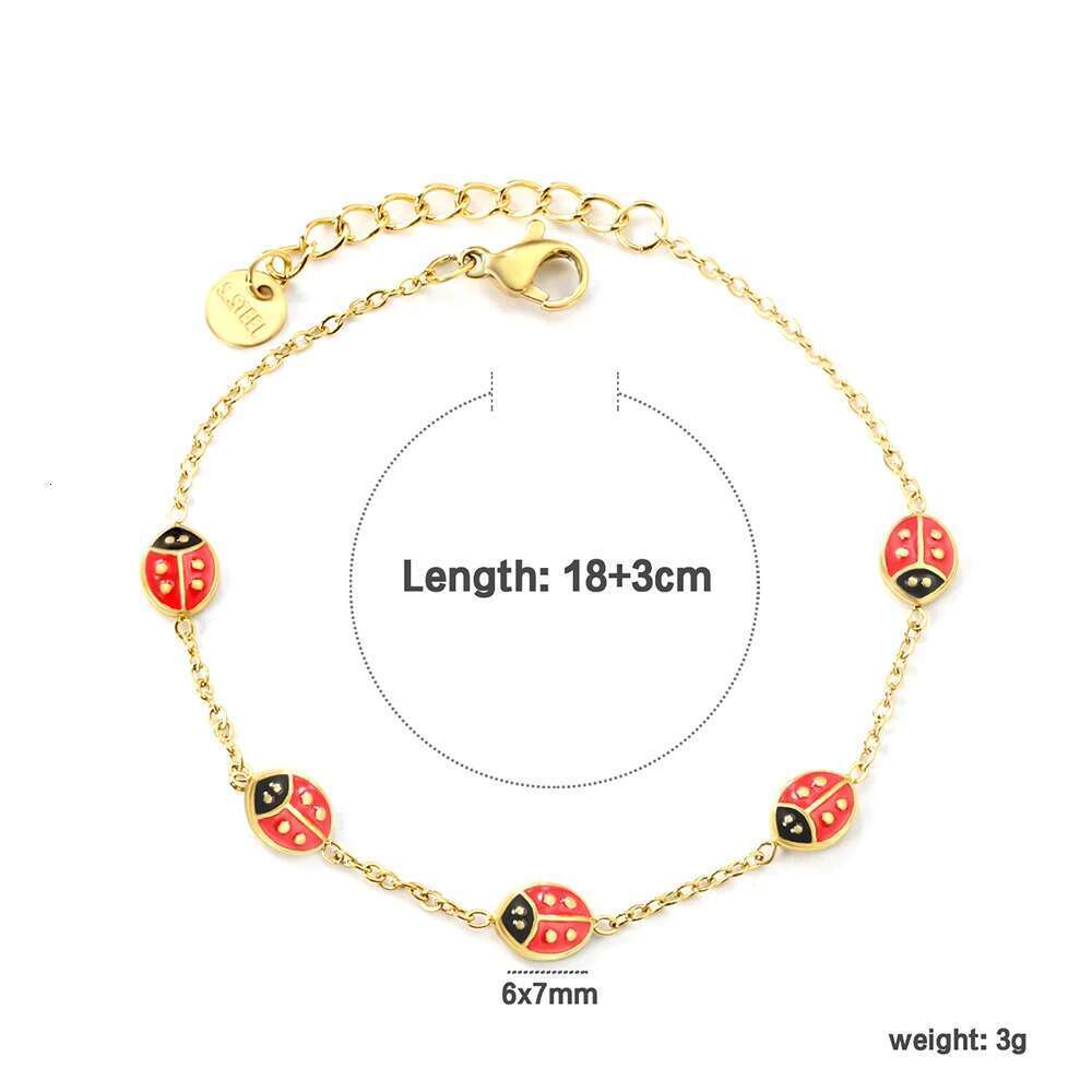 LUXUSTEEL Fashion Cute Accessories Women's Jewelry Beetle Accessories+Round Gold Color Bracelet Hypoallergenic Birthday Gift