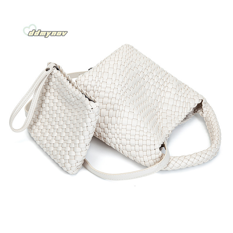 Niche Handwoven Summer Solid Color Basket Handbag Mother-Daughter Casual Shoulder Crossbody Bag ddmynov ddmynov
